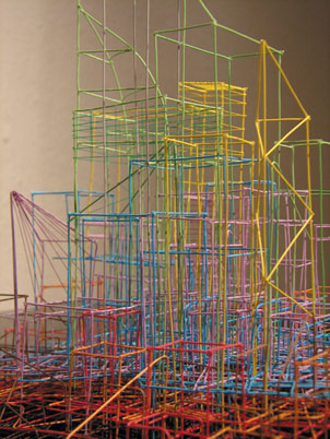 Maggie Madden, Untitled Drawing (detail), 2008. multi-core telephone wire, 69 x 518 x 69 cm; photo David Monaghan